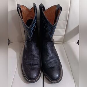 Ariat Heritage Roper Men's 8.5D Black Blue Leather Western Cowboy Boots Durable